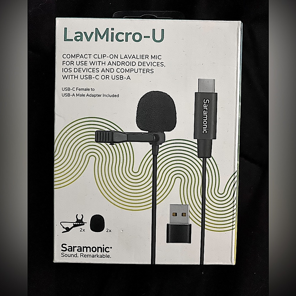 NEW- Saramonic-Lavalier Mic w/USB-C Output, 6.6' Cable/USB Adapter